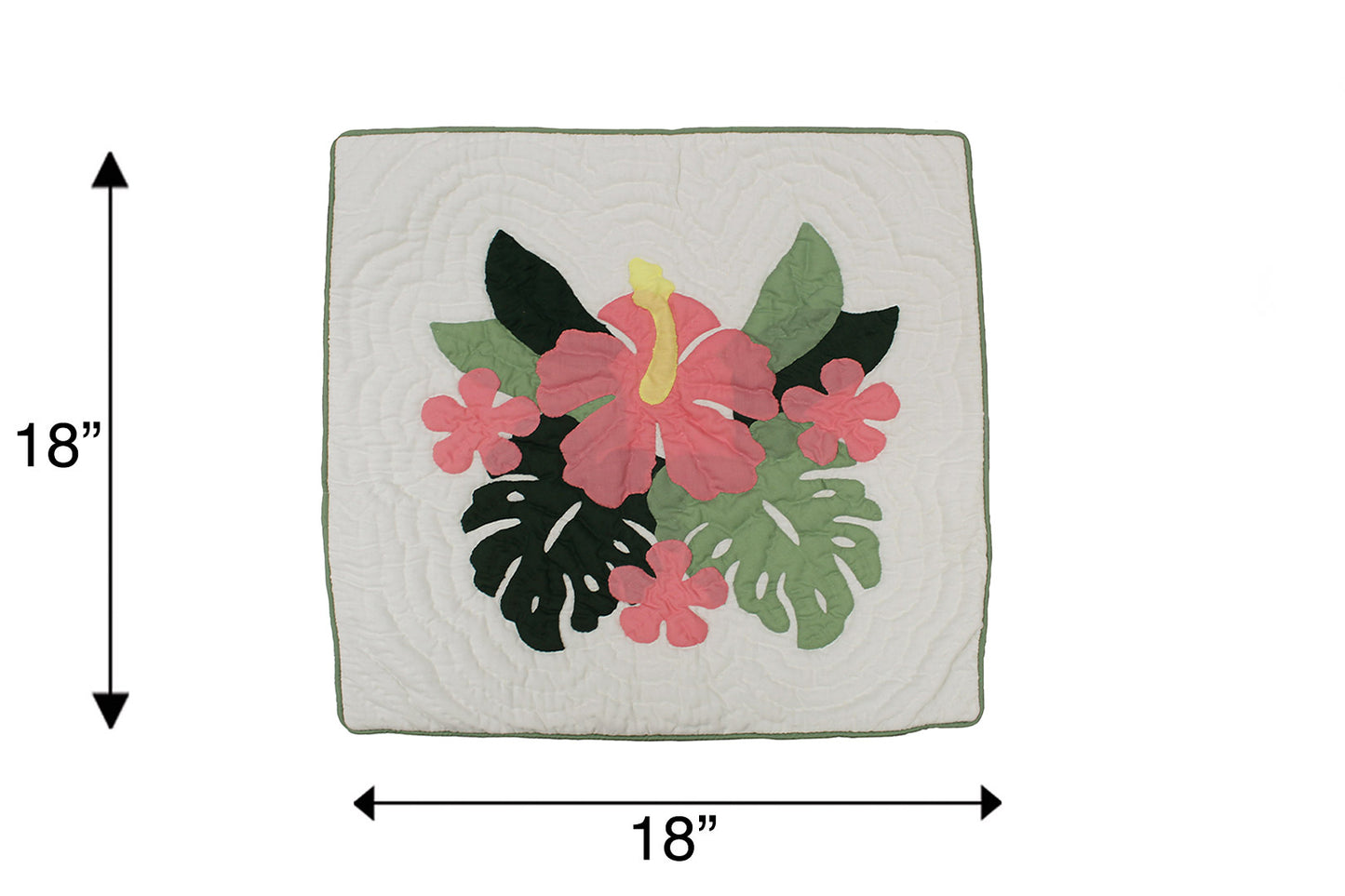 Quilted Pillow Cases - Cream/Green