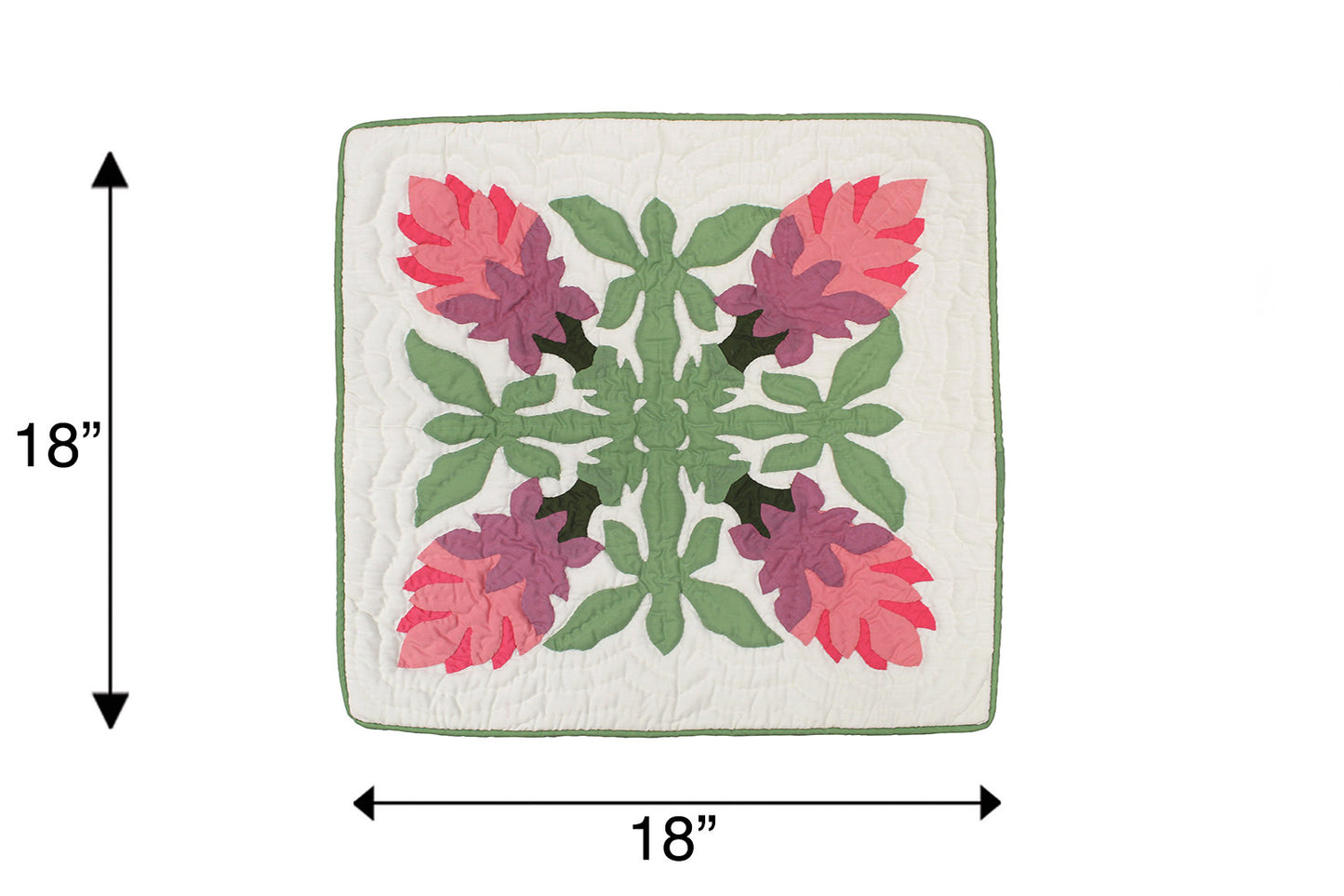 Quilted Pillow Cases - Cream/Green