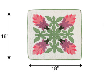 Quilted Pillow Cases - Cream/Green