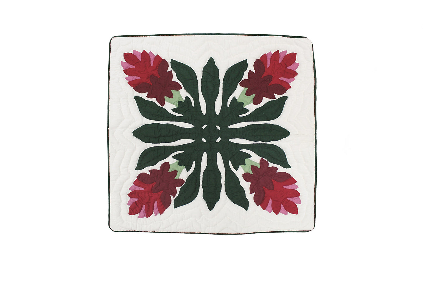 Quilted Pillow Cases - Cream/Hunter