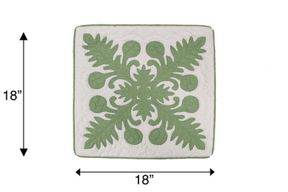 Quilted Pillow Cases - Cream/Green
