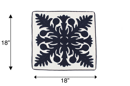 Quilted Pillow Cases - Cream/Navy