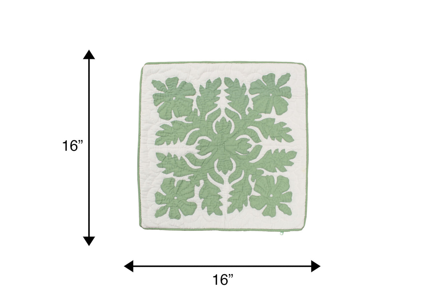 Quilted Pillow Cases 16"- Green/Cream