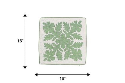 Quilted Pillow Cases 16"- Green/Cream