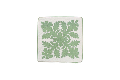 Quilted Pillow Cases 16"- Green/Cream