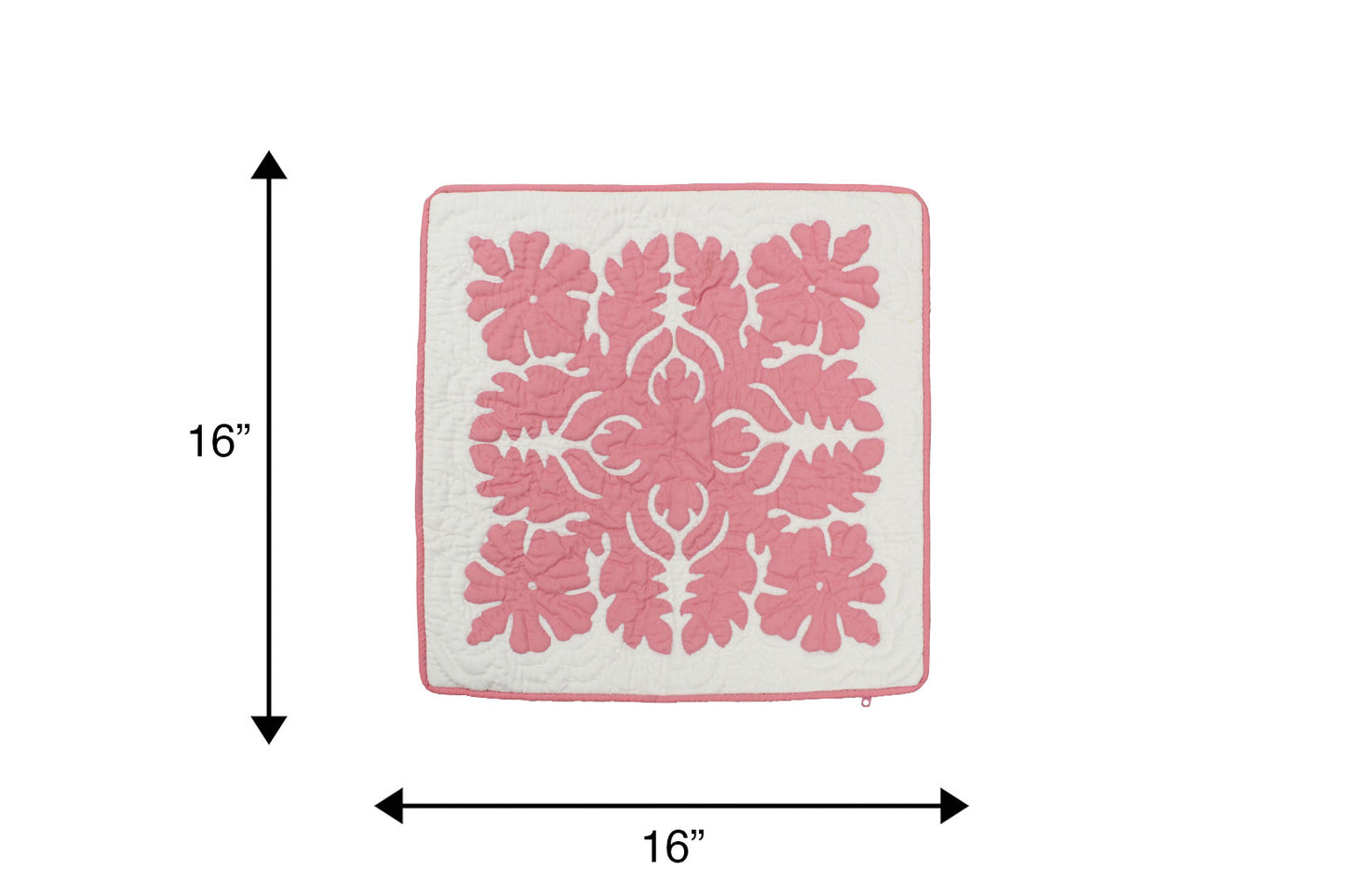 Quilted Pillow Cases 16"- Pink/Cream