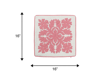 Quilted Pillow Cases 16"- Pink/Cream