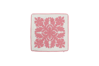 Quilted Pillow Cases 16"- Pink/Cream