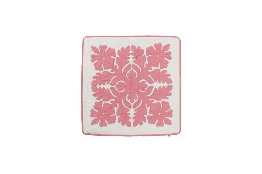 Quilted Pillow Cases 16"- Pink/Cream