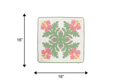 Quilted Pillow Cases 16"- Green/Pink
