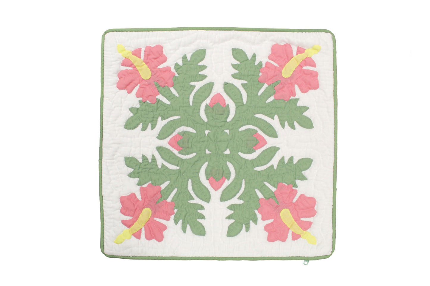Quilted Pillow Cases 16"- Green/Pink