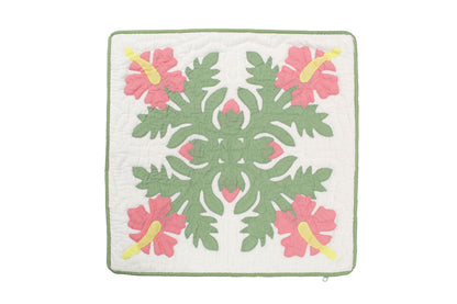Quilted Pillow Cases 16"- Green/Pink