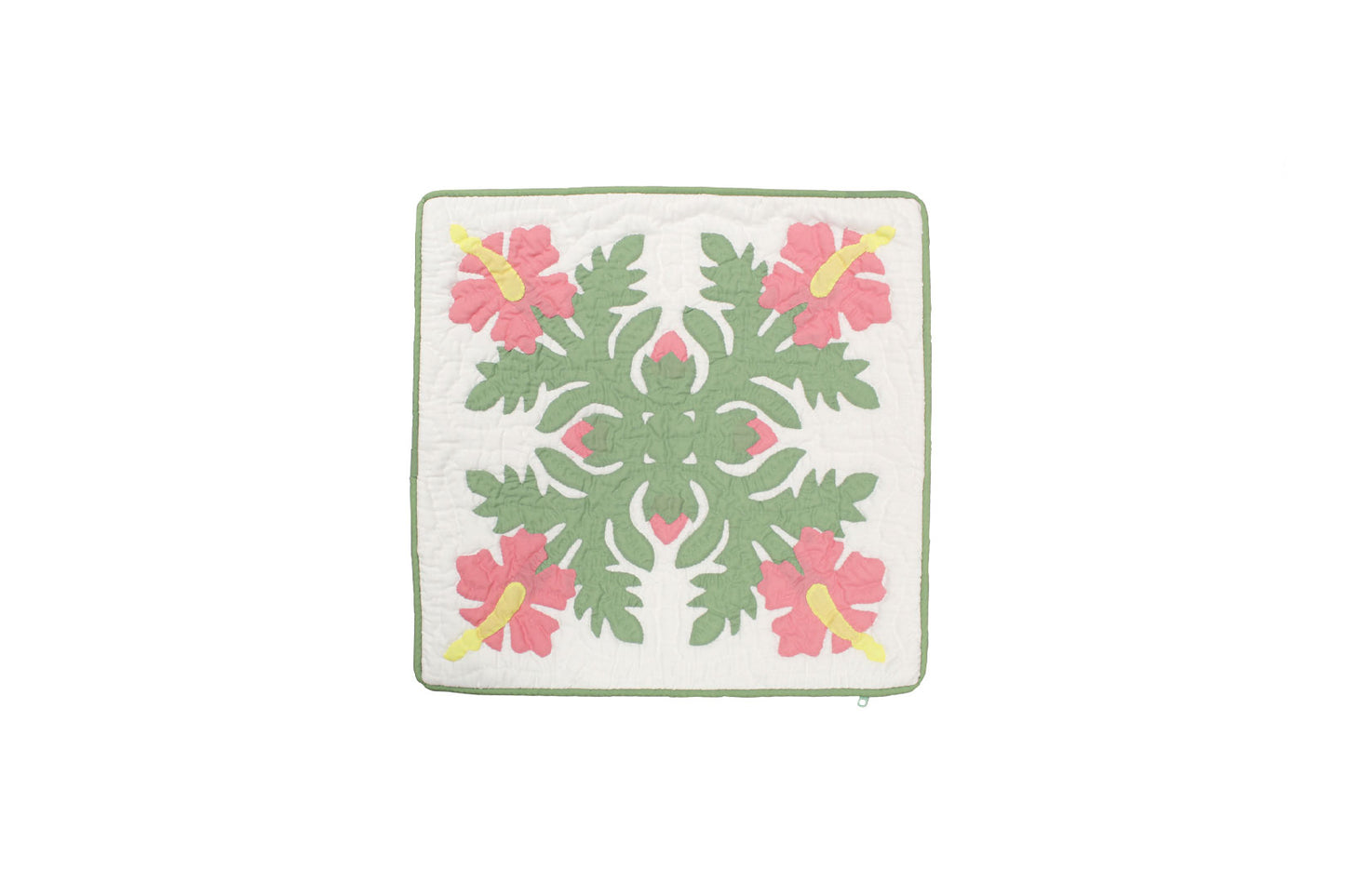 Quilted Pillow Cases 16"- Green/Pink