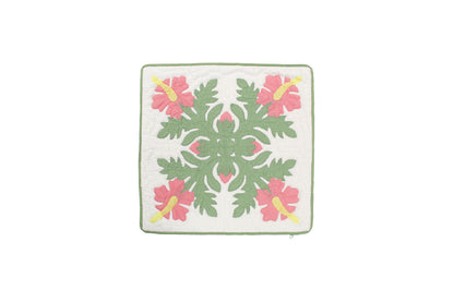 Quilted Pillow Cases 16"- Green/Pink
