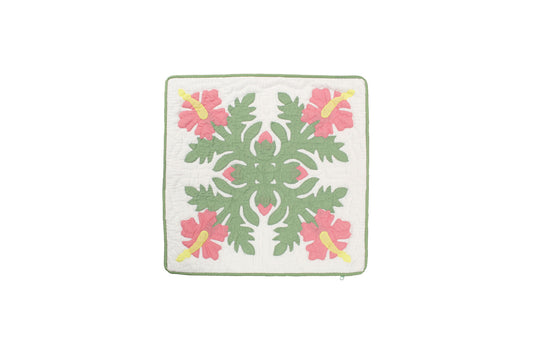 Quilted Pillow Cases 16"- Green/Pink