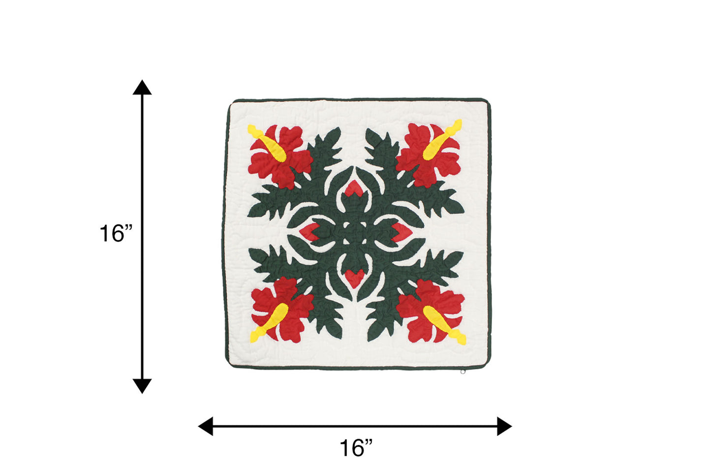 Quilted Pillow Cases 16"- Hunter/Red