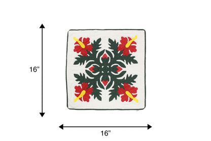 Quilted Pillow Cases 16"- Hunter/Red