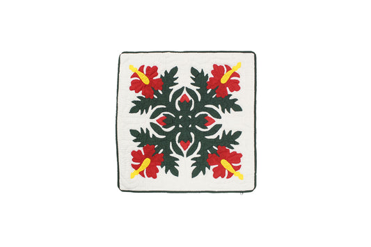 Quilted Pillow Cases 16"- Hunter/Red