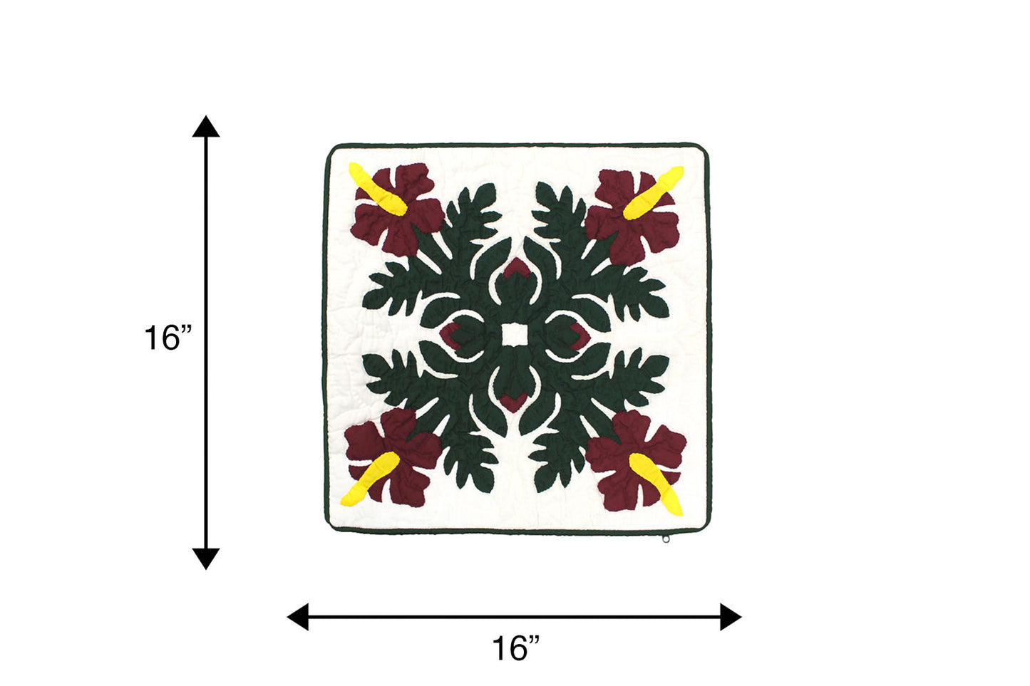 Quilted Pillow Cases 16"- Hunter/Wine