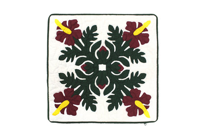 Quilted Pillow Cases 16"- Hunter/Wine
