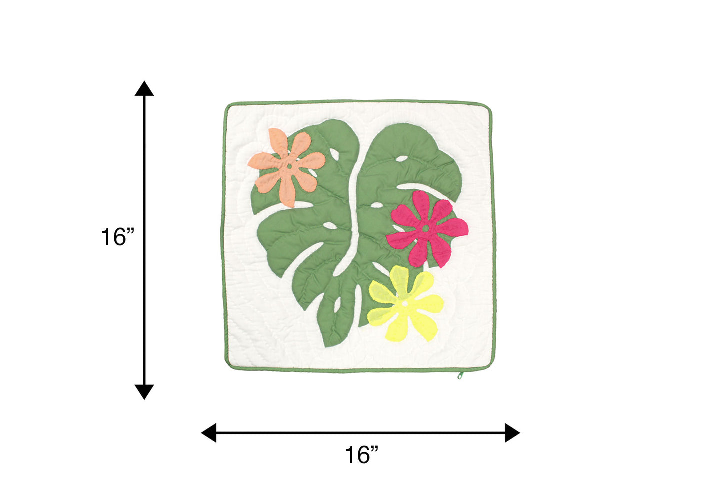 Quilted Pillow Cases 16"- Green/Cream
