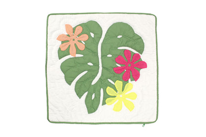 Quilted Pillow Cases 16"- Green/Cream
