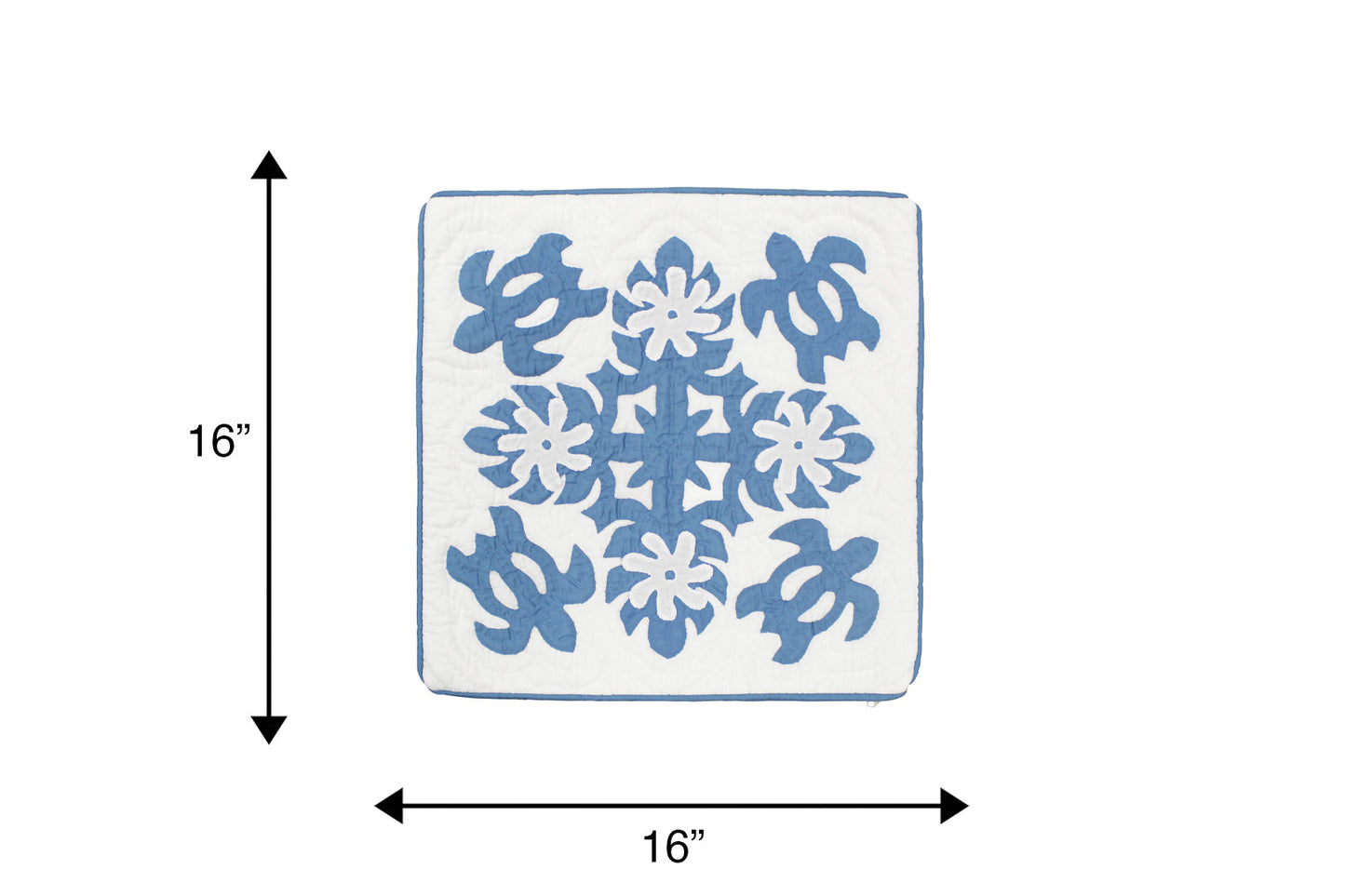Quilted Pillow Cases 16"- Blue/Cream