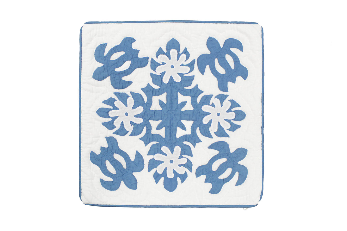 Quilted Pillow Cases 16"- Blue/Cream