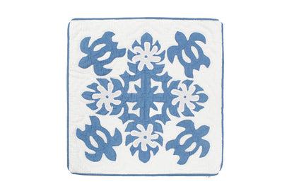 Quilted Pillow Cases 16"- Blue/Cream