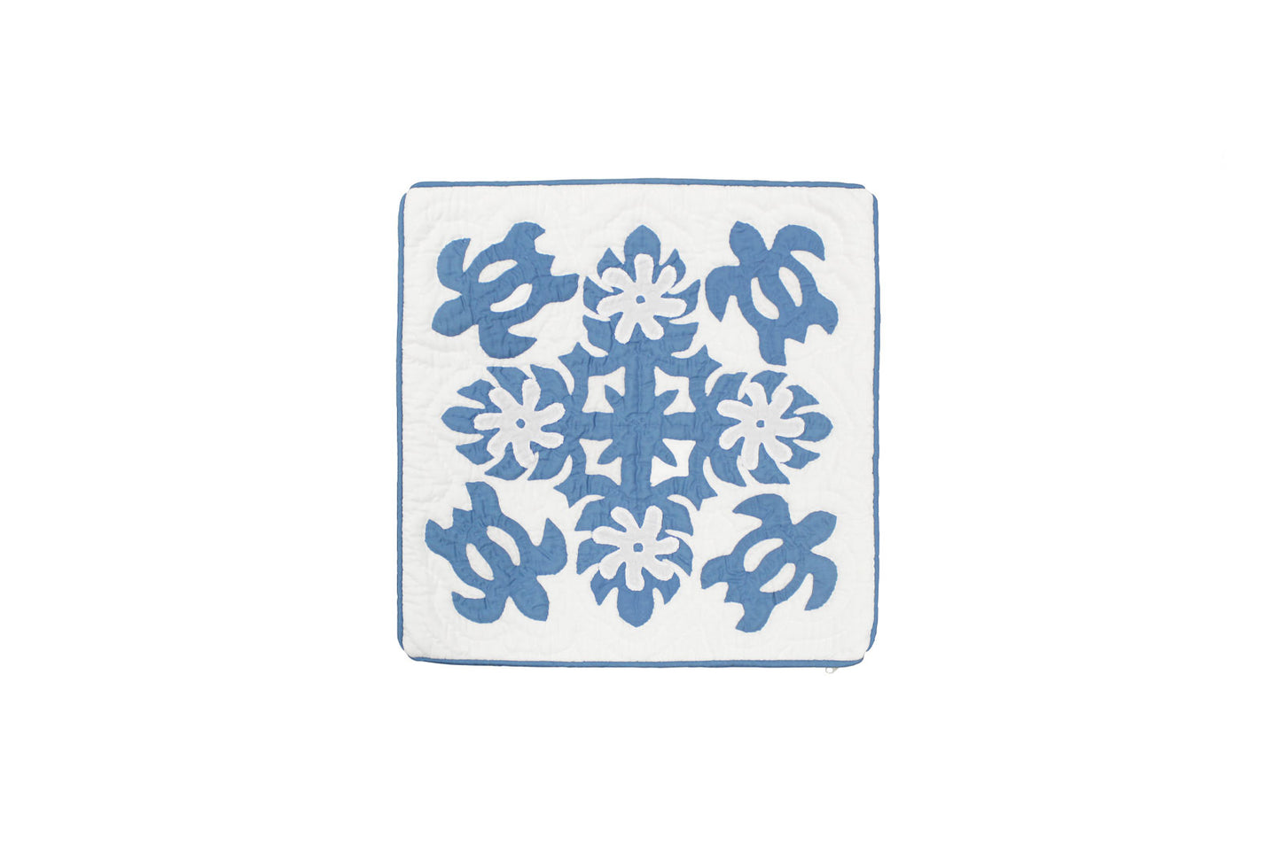 Quilted Pillow Cases 16"- Blue/Cream