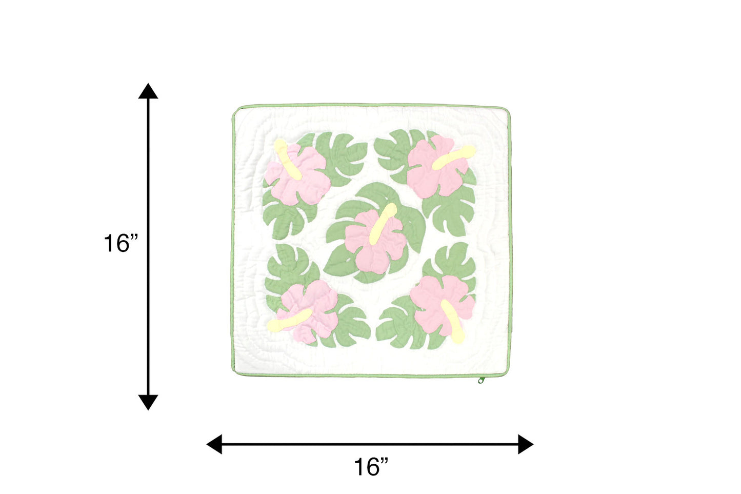 Quilted Pillow Cases 16"- Green/Cream