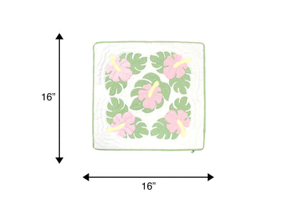 Quilted Pillow Cases 16"- Green/Cream
