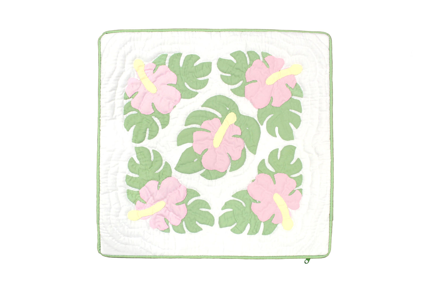 Quilted Pillow Cases 16"- Green/Cream