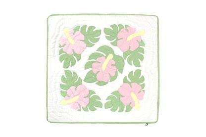 Quilted Pillow Cases 16"- Green/Cream