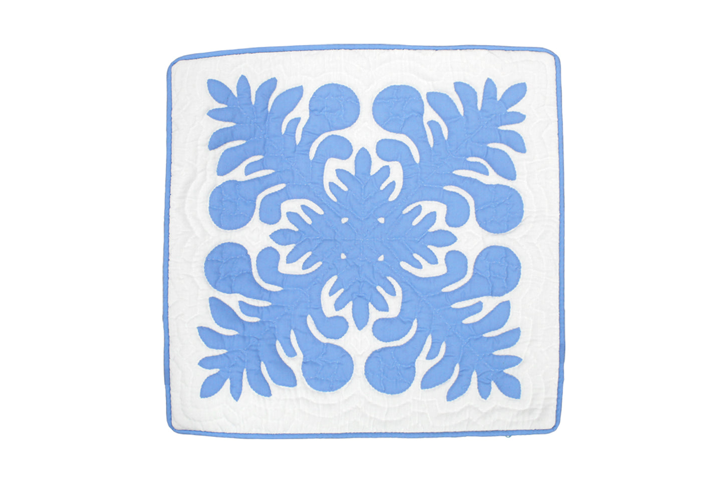 Quilted Pillow Cases 16"- Blue/Cream