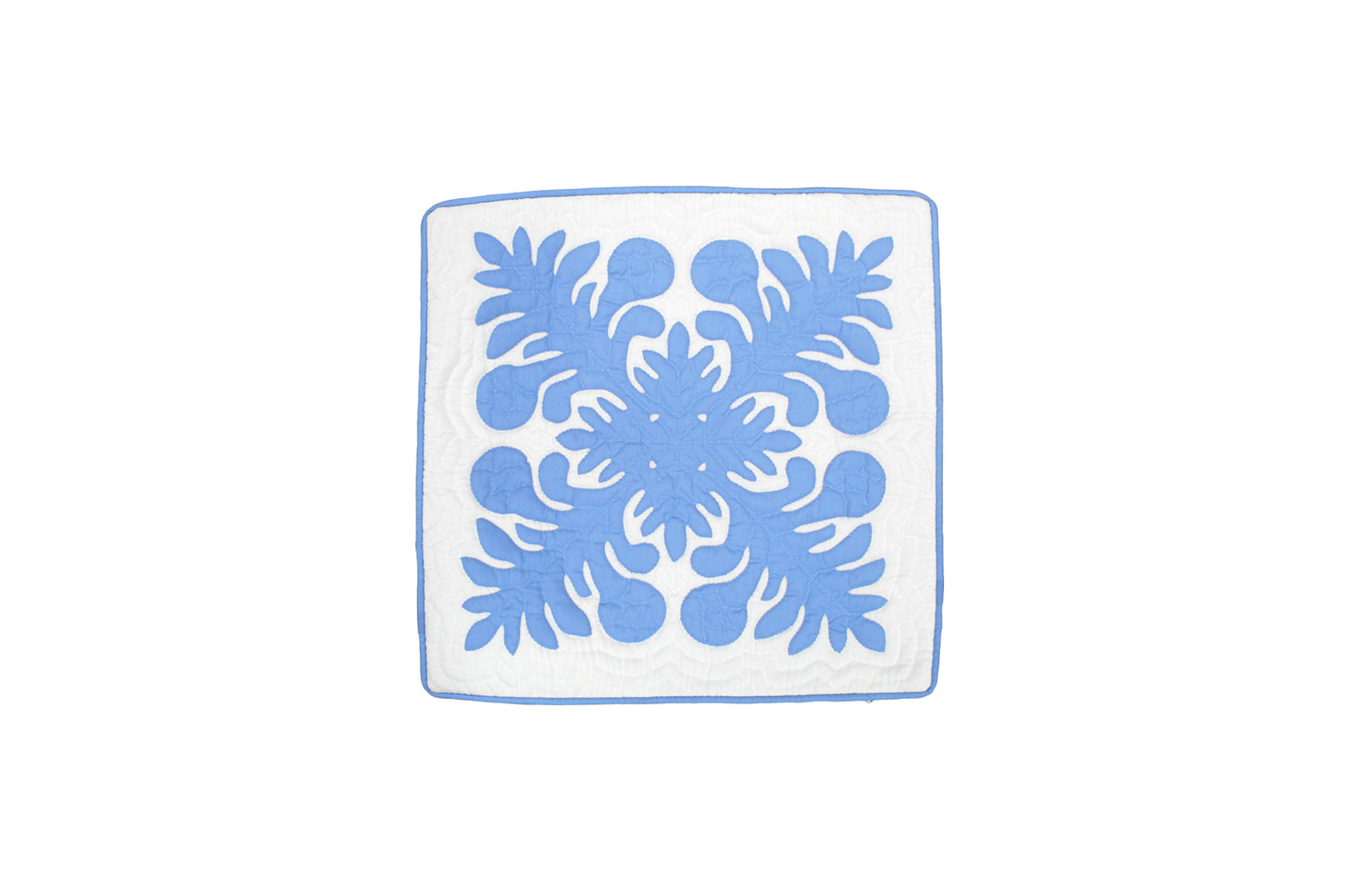 Quilted Pillow Cases 16"- Blue/Cream