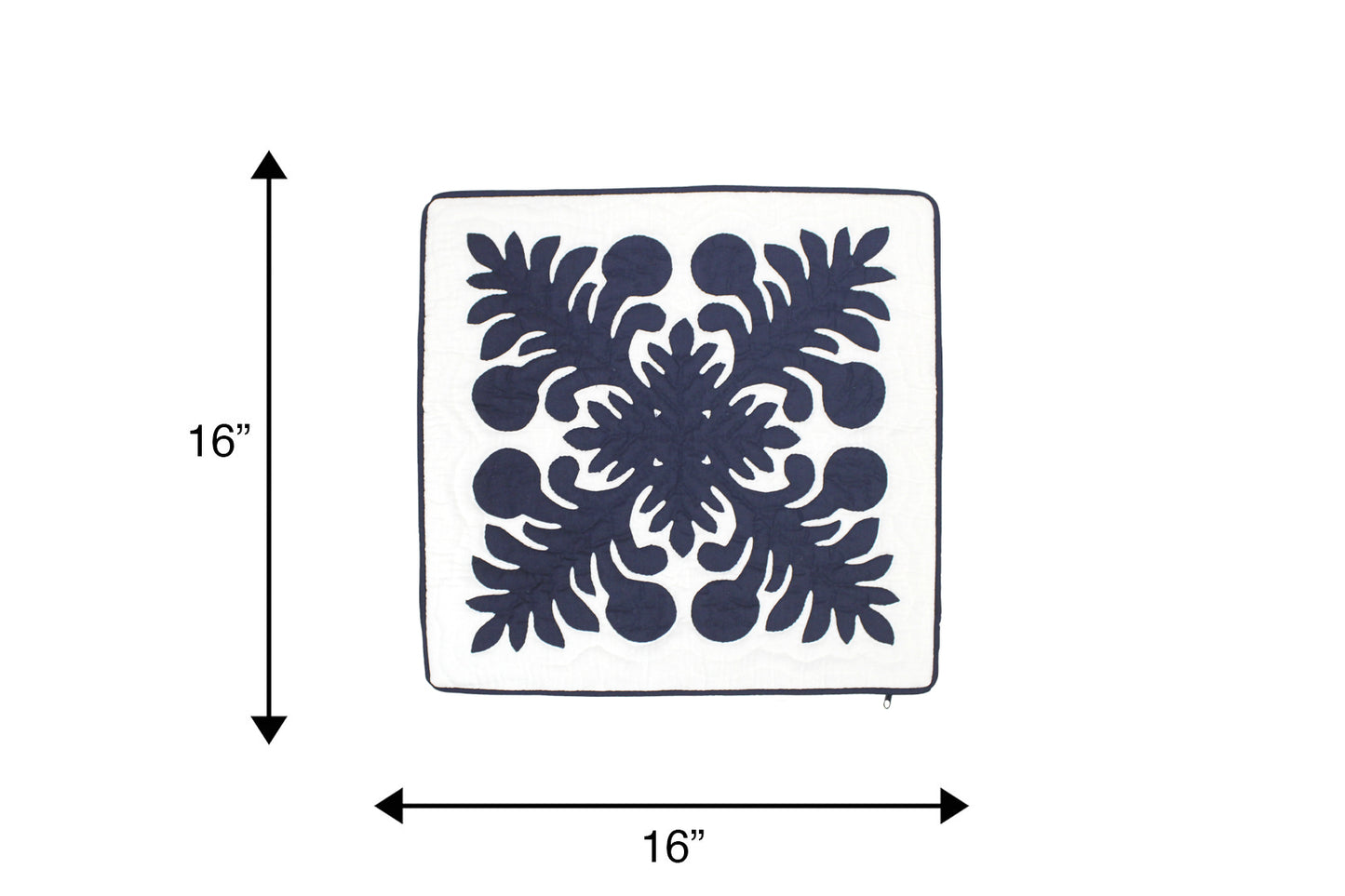 Quilted Pillow Cases 16"- Navy/Cream