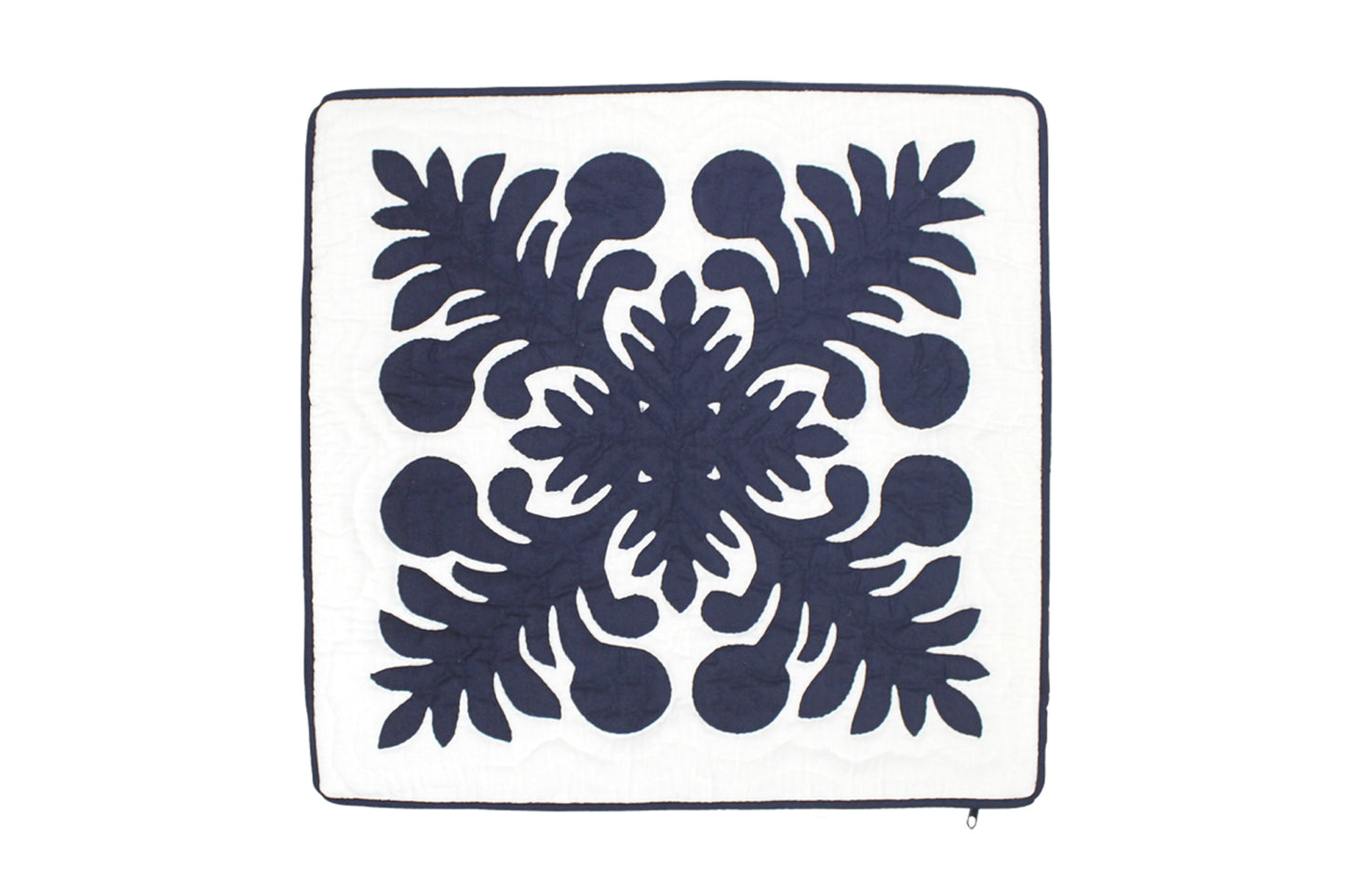 Quilted Pillow Cases 16"- Navy/Cream