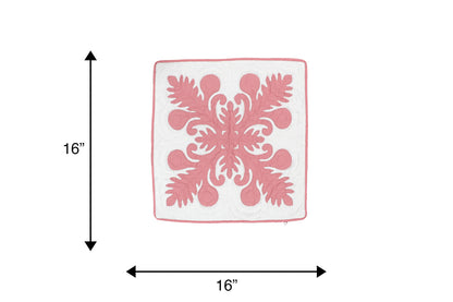 Quilted Pillow Cases 16"- Pink/Cream