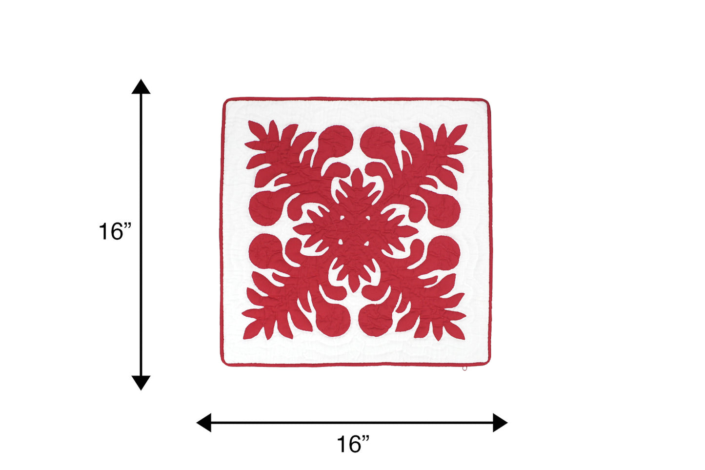 Quilted Pillow Cases 16"- Red/Cream