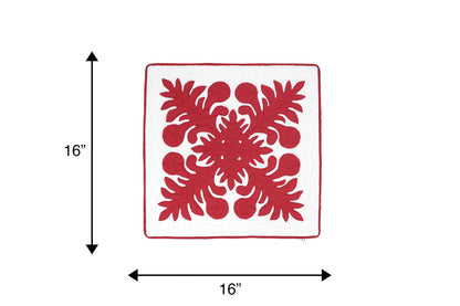 Quilted Pillow Cases 16"- Red/Cream