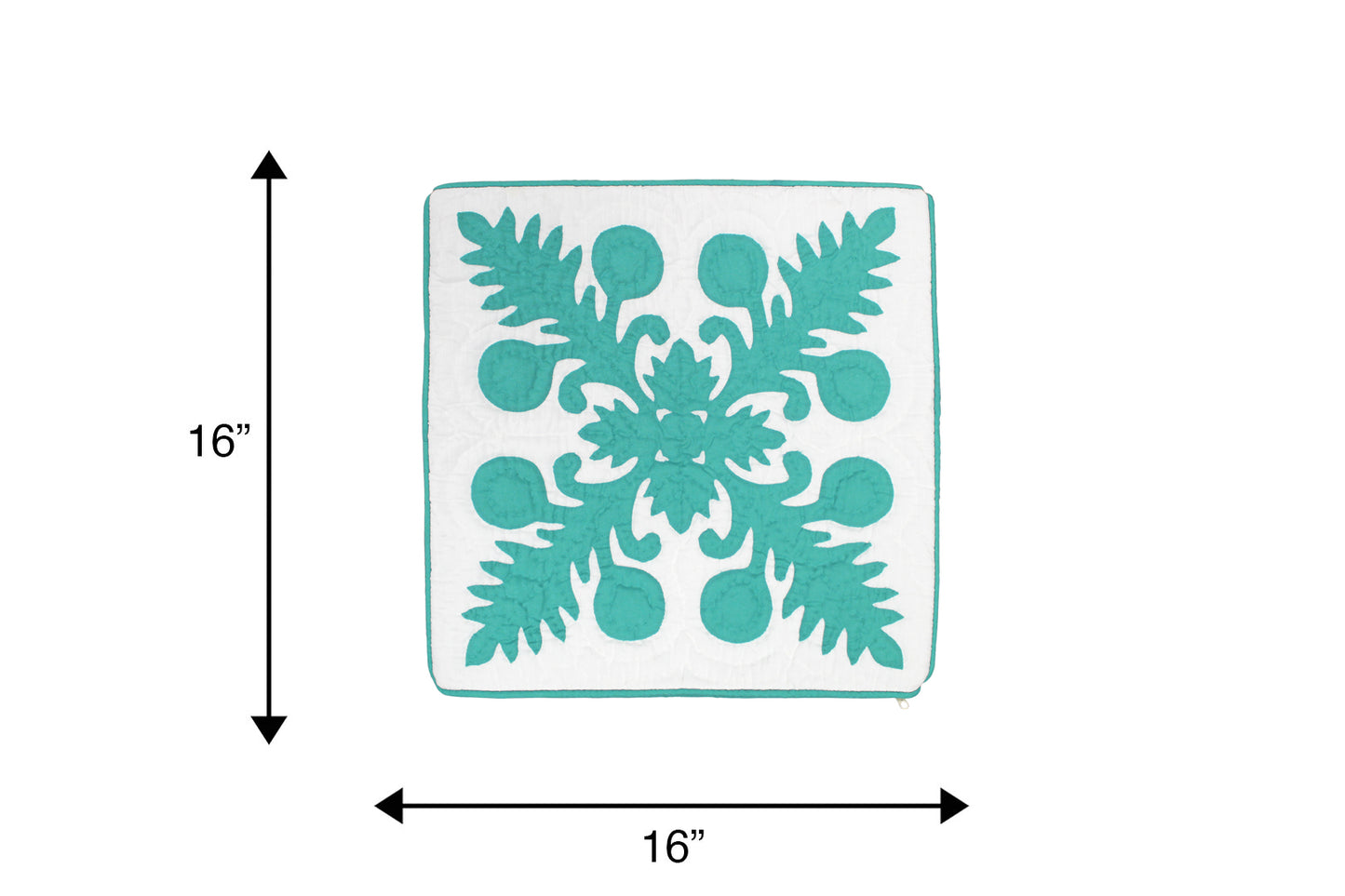 Quilted Pillow Cases 16"- Teal/Cream