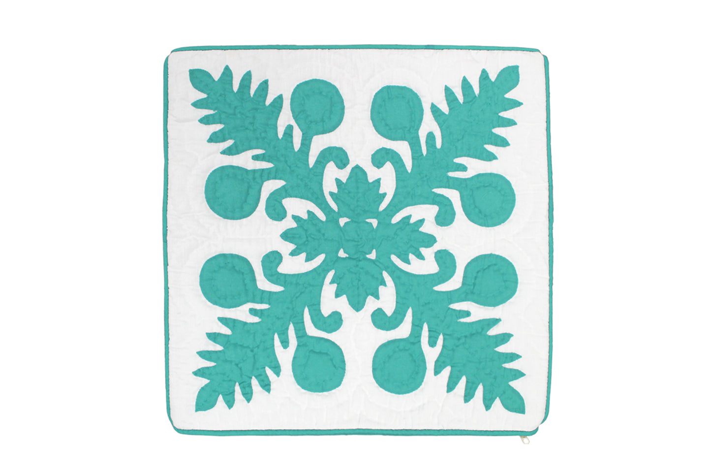 Quilted Pillow Cases 16"- Teal/Cream