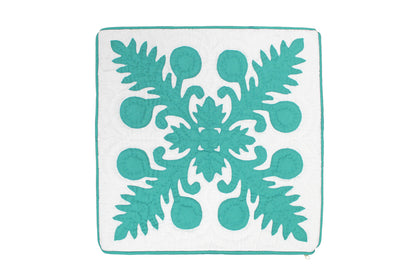 Quilted Pillow Cases 16"- Teal/Cream