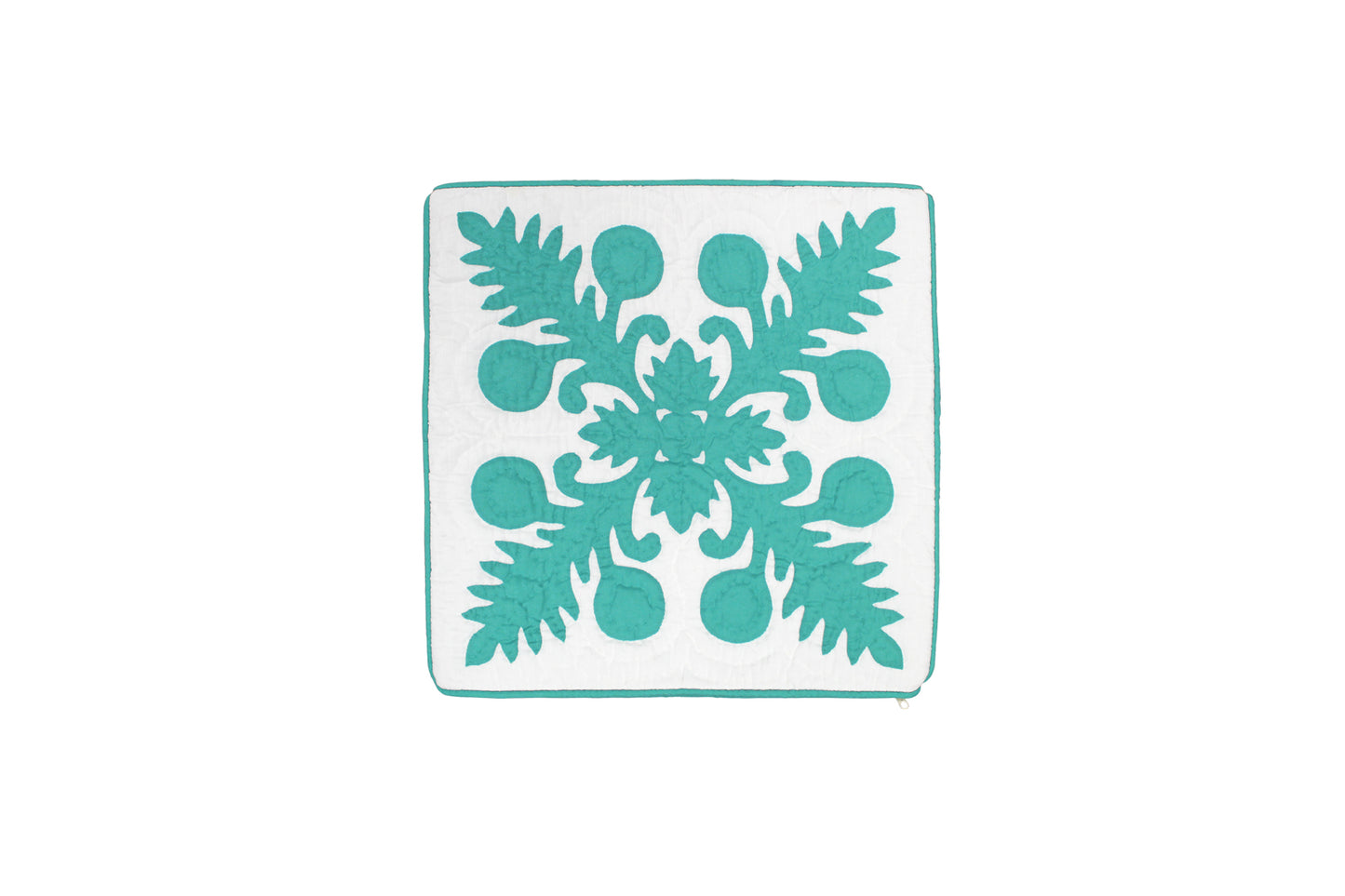 Quilted Pillow Cases 16"- Teal/Cream