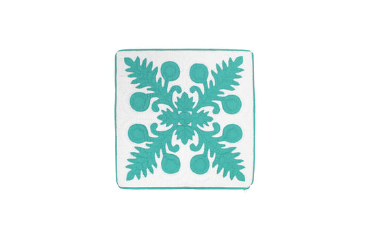 Quilted Pillow Cases 16"- Teal/Cream