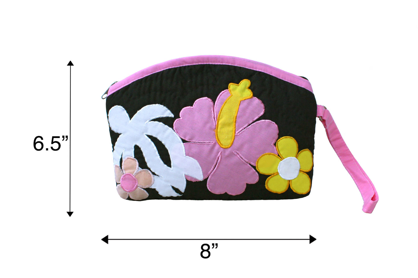 Quilted Wristlet Pouch - Pink/Black