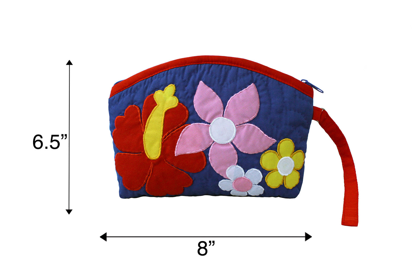 Quilted Wristlet Pouch - Red/Royal