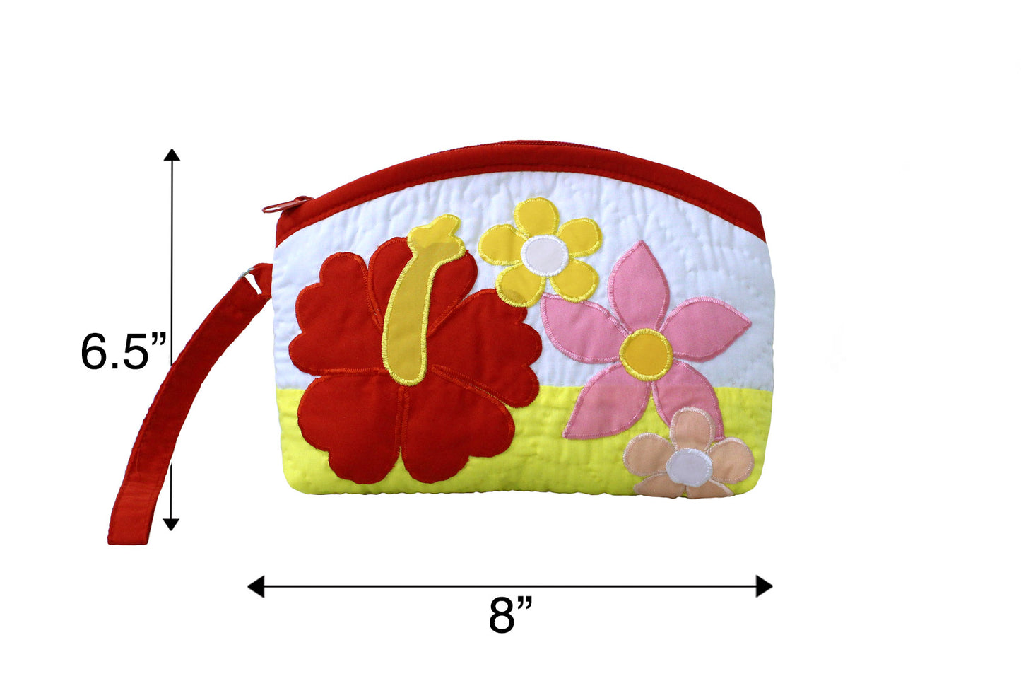 Quilted Wristlet Pouch - Red/Yellow