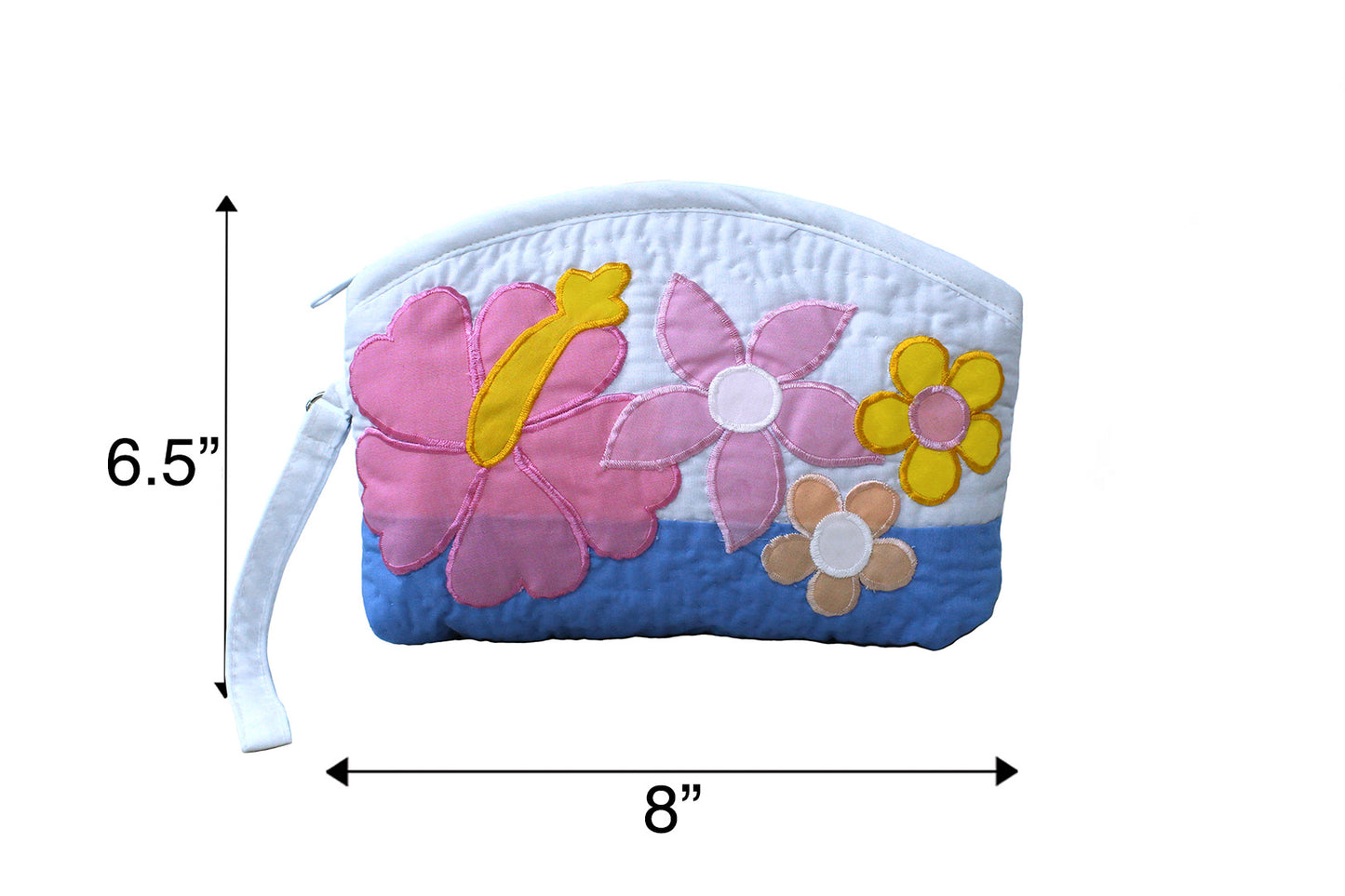 Quilted Wristlet Pouch - White/Blue